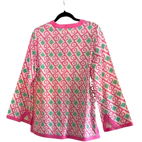 Tracey Negoshian Long Sleeve V Neck Blouse in Pink Size Large - Picture 5 of 12